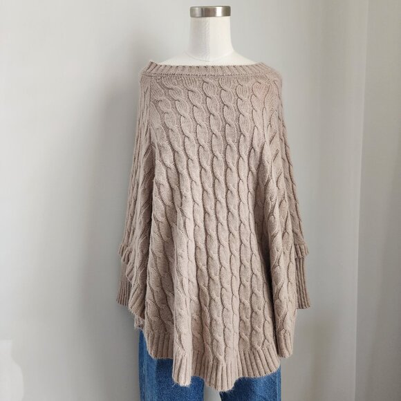 Cozy Chic Cable Knit Sweater Poncho - Picture 2 of 14